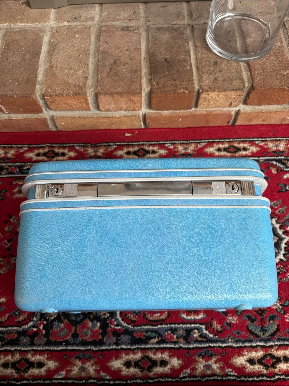 Vintage Samsonite Silhouette Baby Blue Hard Case Train Makeup Case  14”x 8”x 7” - Picture 10 of 12